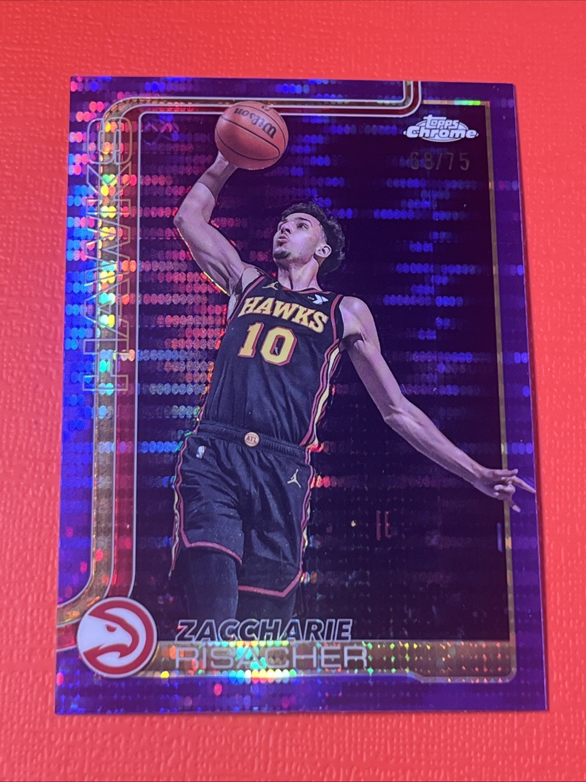 Zaccharie Risacher ~ 2025-26 Topps Chrome Basketball #2 /75 Purple Pulsar 🫎