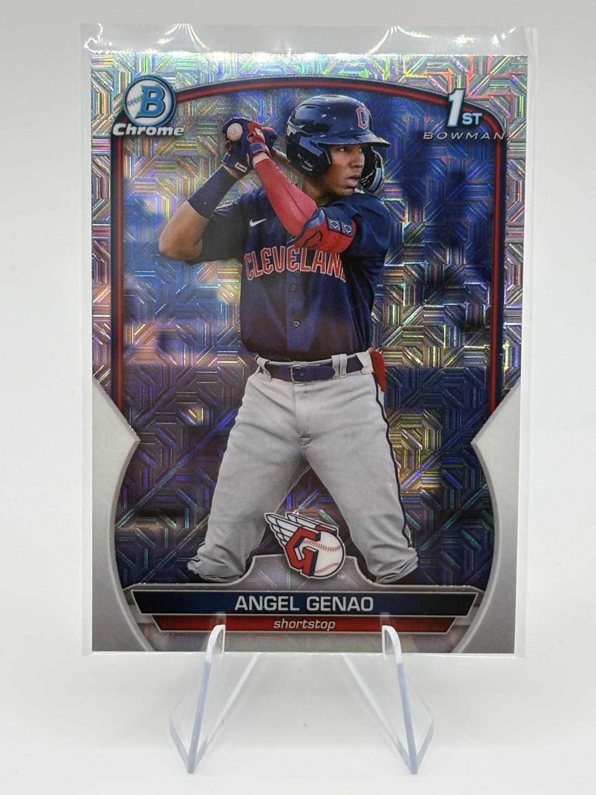2023 Bowman Chrome 1st Angel Genao #BCP-140 Mojo Refractor CLEVELAND GUARDIANS