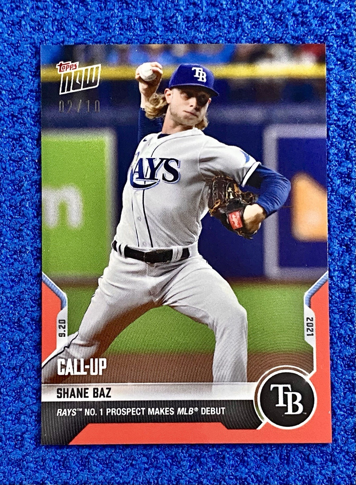 Red Parallel #02/10 TB Rays Call-Up #1 Prospect Rookie Shane Baz Wins MLB Debut