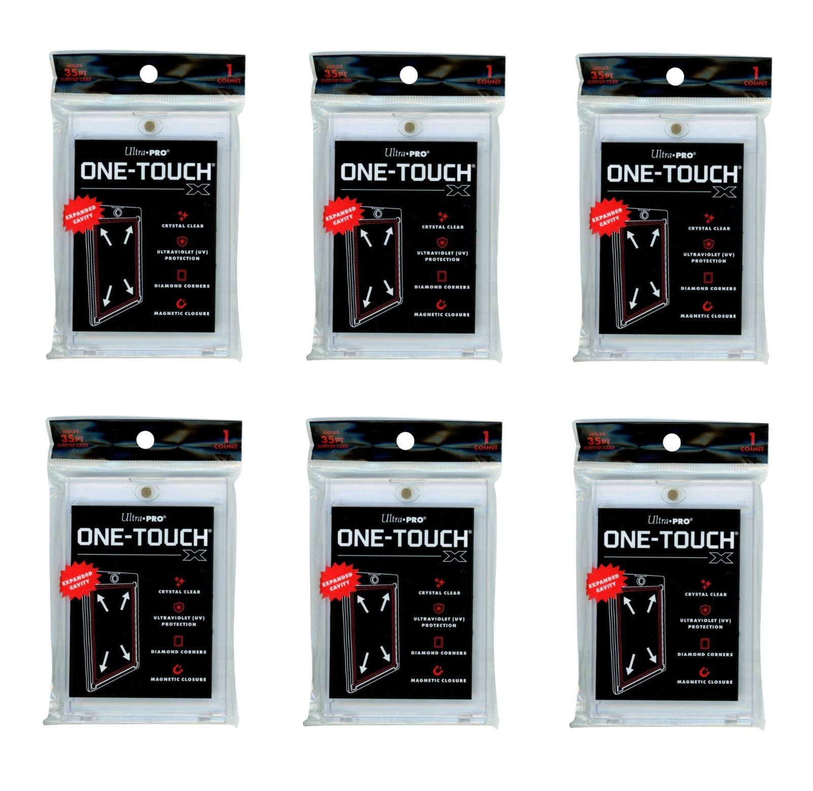 (6-Pack) Ultra Pro One Touch X 35pt UV Magnetic Card Holder For Sleeved Cards