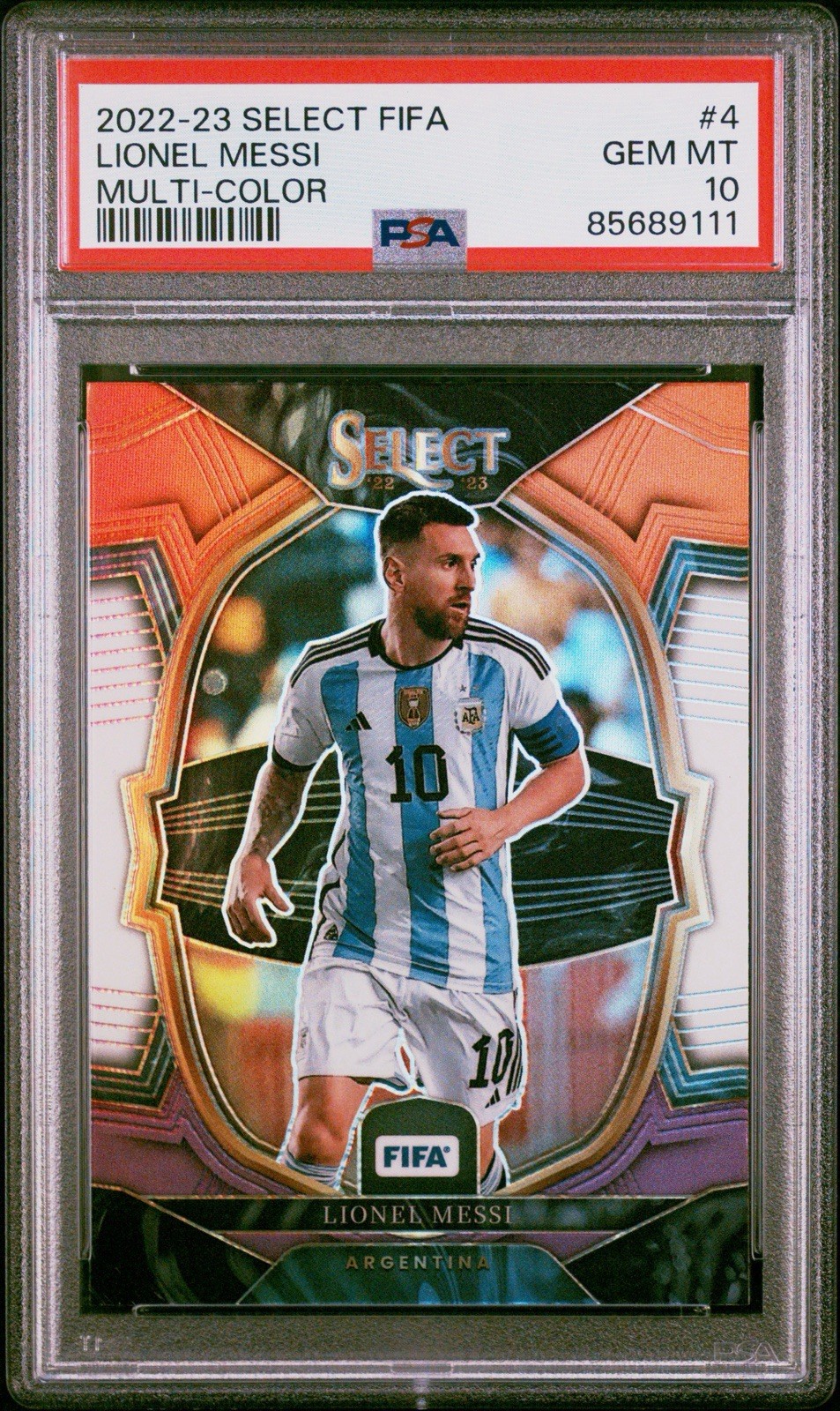 PSA 10: 2022-23 Select FIFA #4 Multi-Color Terrace – Lionel Messi