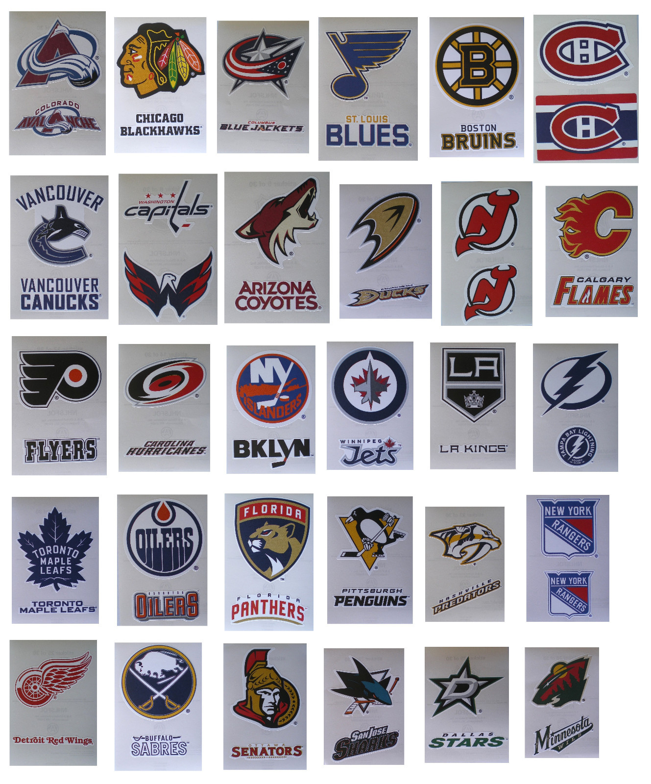 NHL Hockey Decal Stickers 2 Stickers per card 1″ to 2″