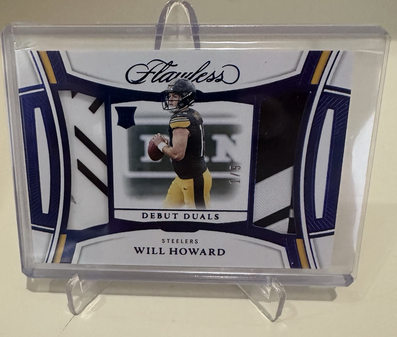 2025 Flawless Will Howard Debut Duals SAPPHIRE 1/5🚨Steelers Rookie🚨eBay 1/1