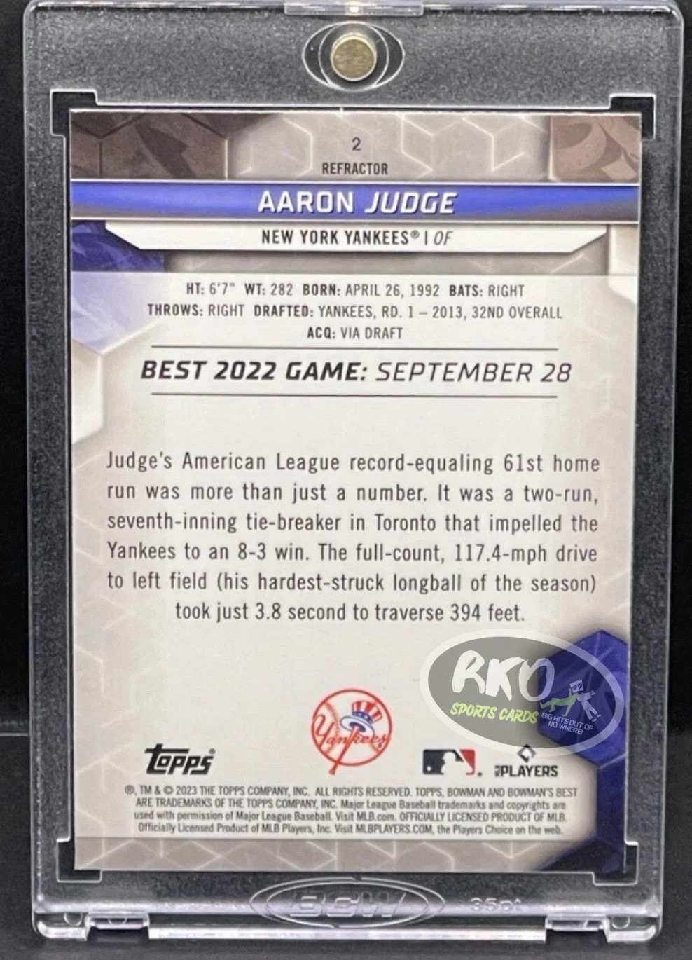 Aaron Judge RARE REFRACTOR INVESTMENT CARD BOWMAN CHROME YANKEE MVP ROY MINT