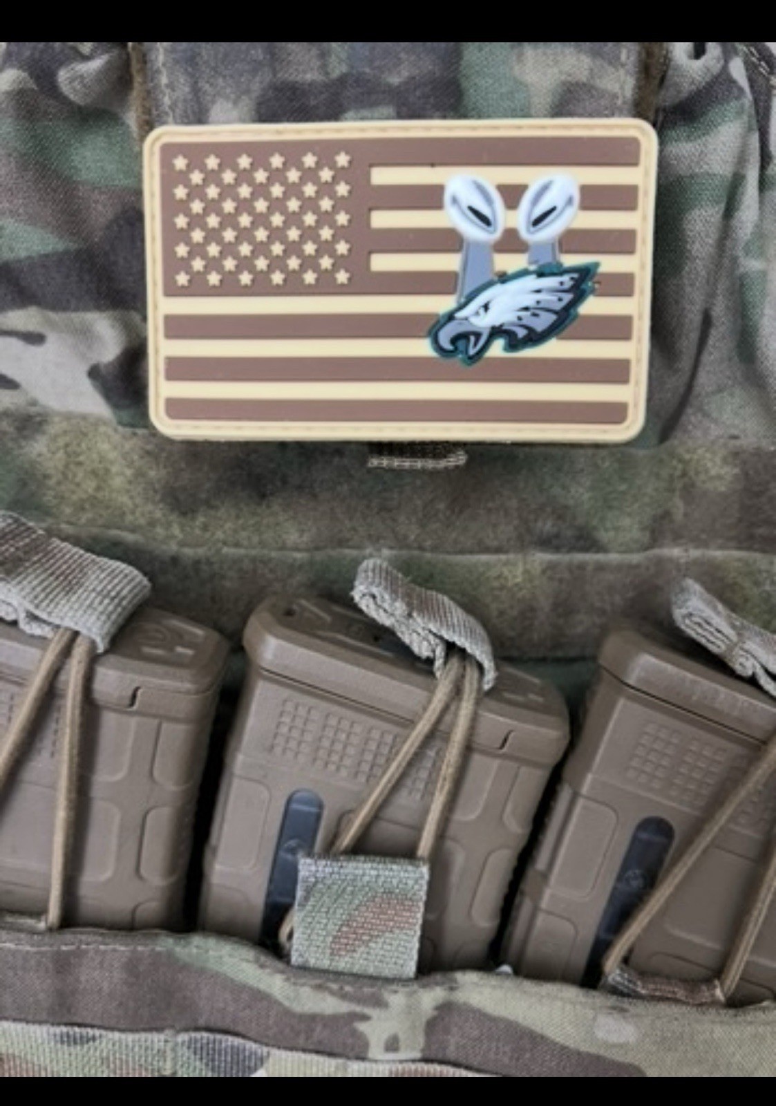 American Flag Philadelphia Eagles football PVC Patch W Vlcro