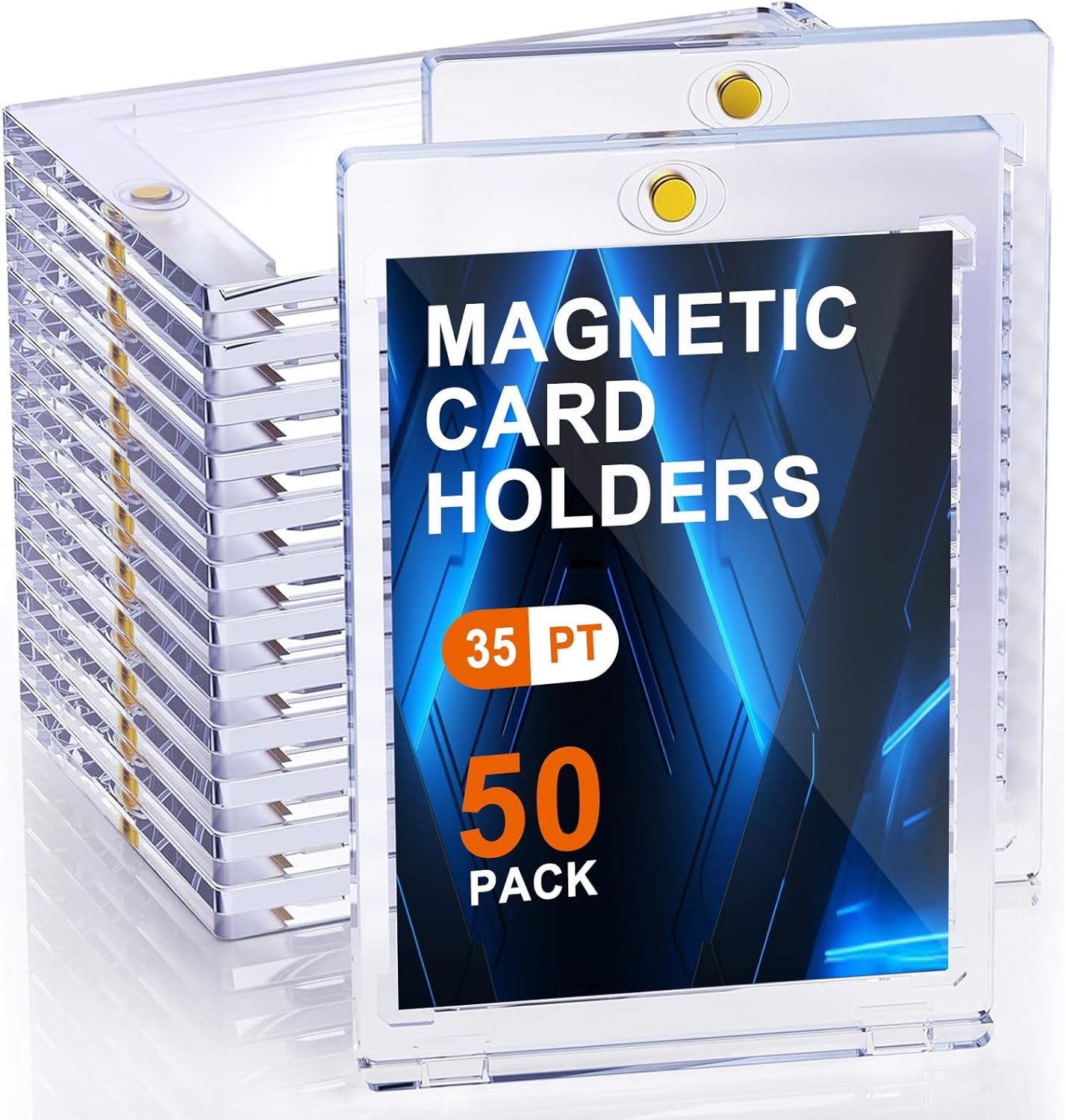 50 Pack Magnetic Card Holder 35PT U-V Protection Hard Trading Game Card Case HOT