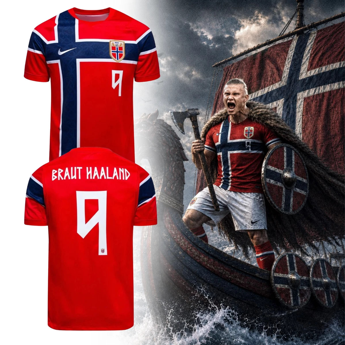 SALE!! BRAUT HAALAND #9 ALL OVER PRINT SOCCER JERSEY ALL SIZE