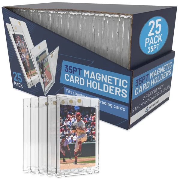 25 Premium Magnetic Card Holders 35PT Trading Card UV Protectors Ultra Clear