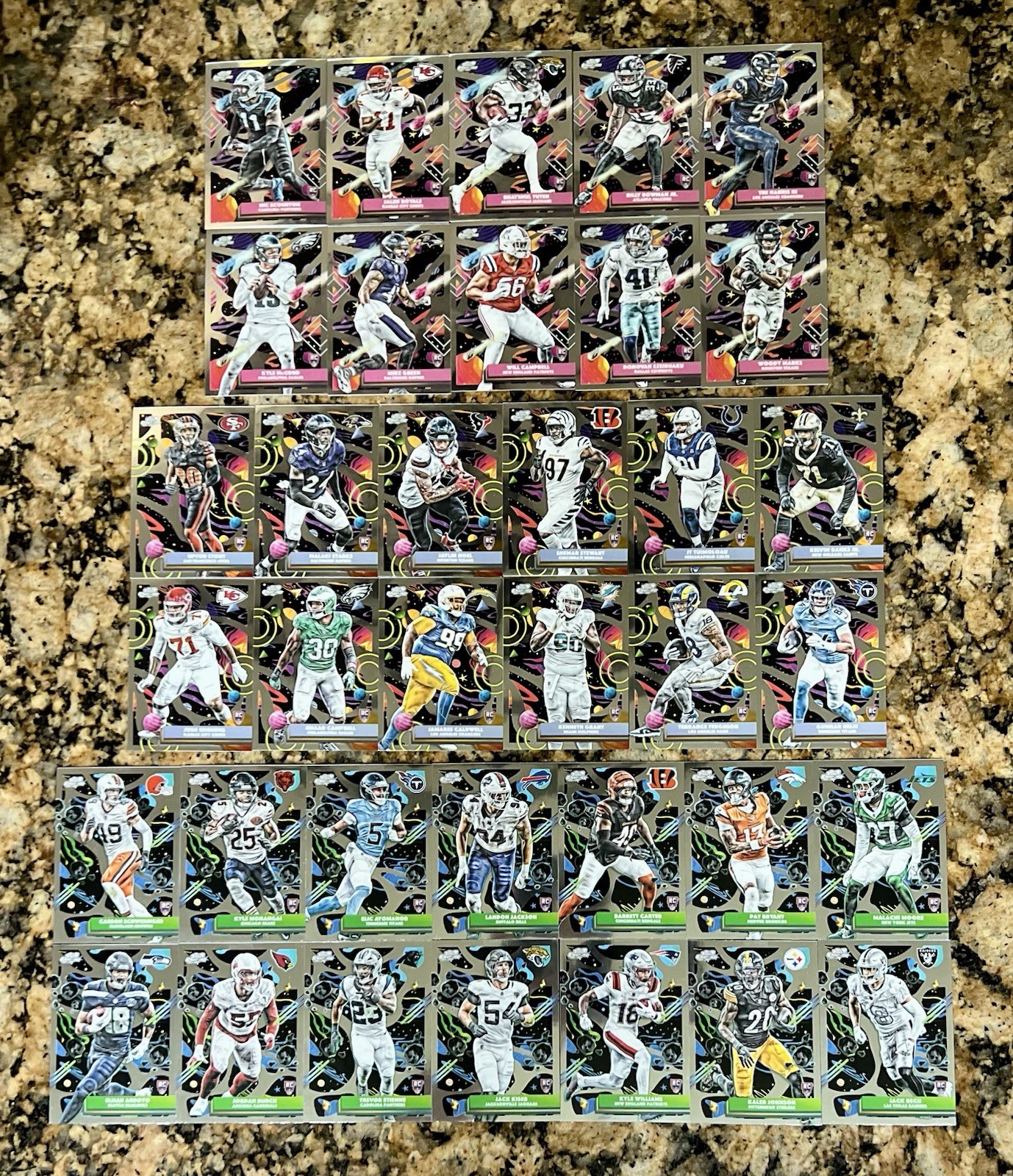 2025 Topps Cosmic Chrome Football THIRTY-SIX (36) Card Lot All Rookie (RC) Cards