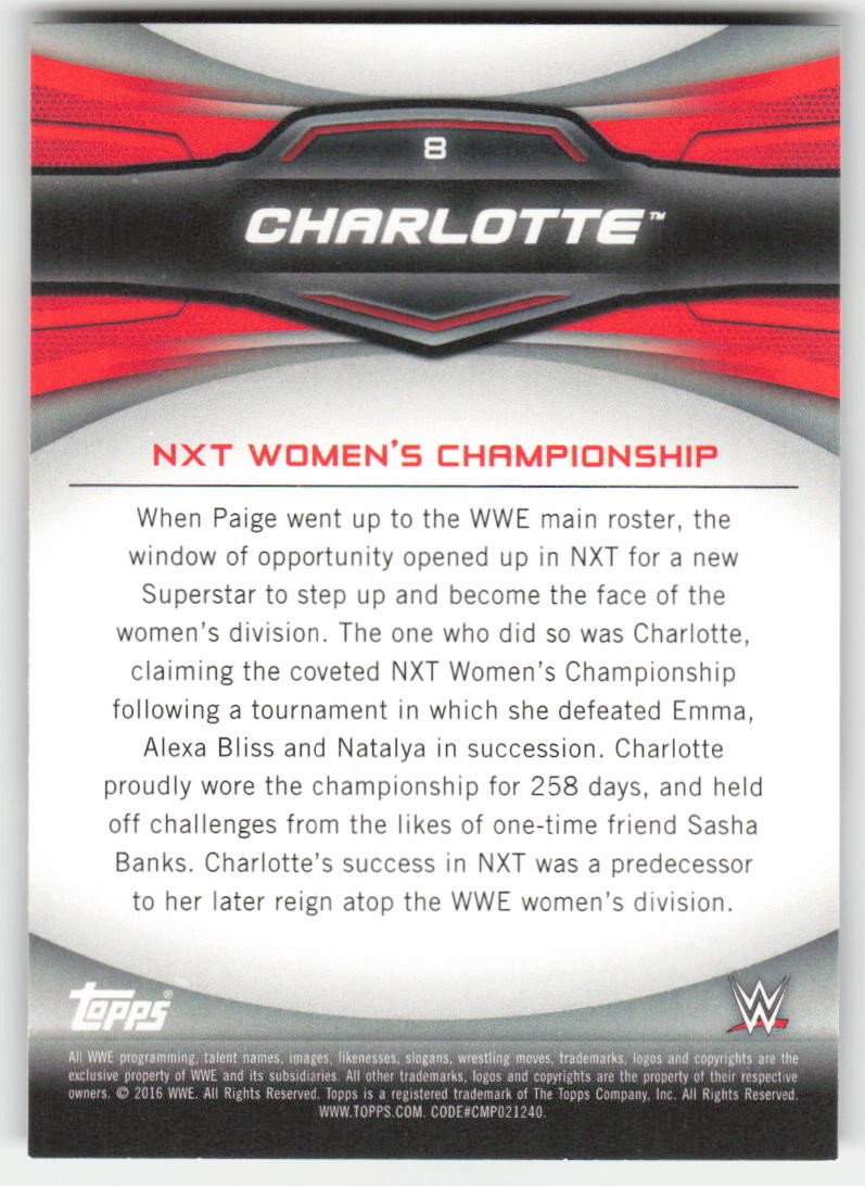 2016 Topps WWE Divas Revolution Historic Women’s Champions Charlotte #8