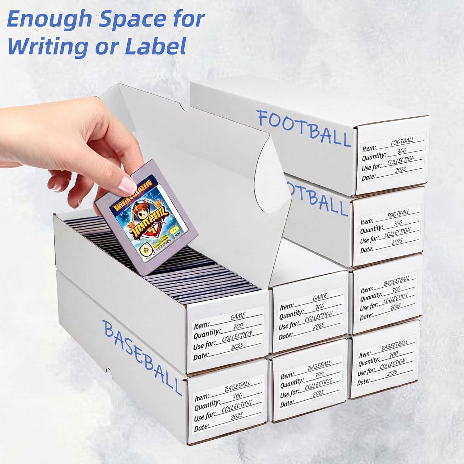 Trading Card Storage Box 25 Pack 700 Count 20Pt with Dividers, 14.2X3.8X2.9 Inch