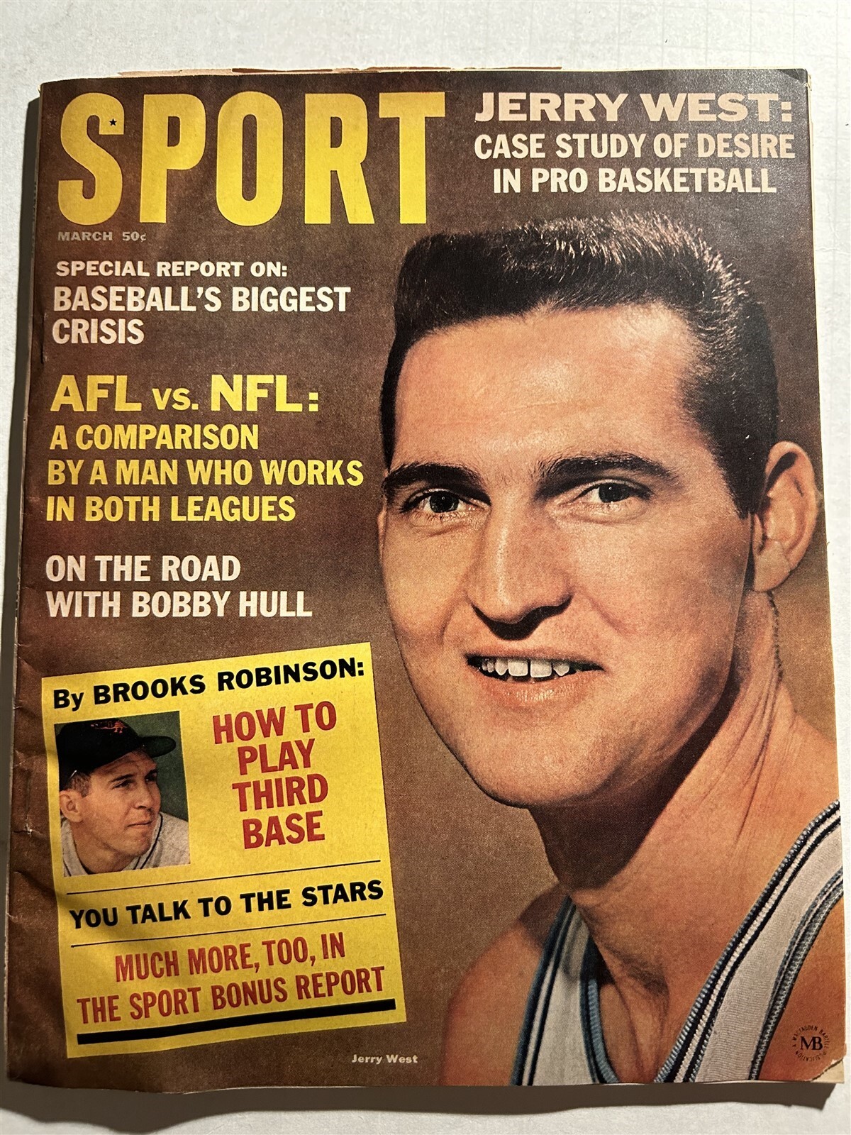 1965 Sport Magazine LOS ANGELES LAKERS Jerry WEST News Stand NO LABEL Mr NBA