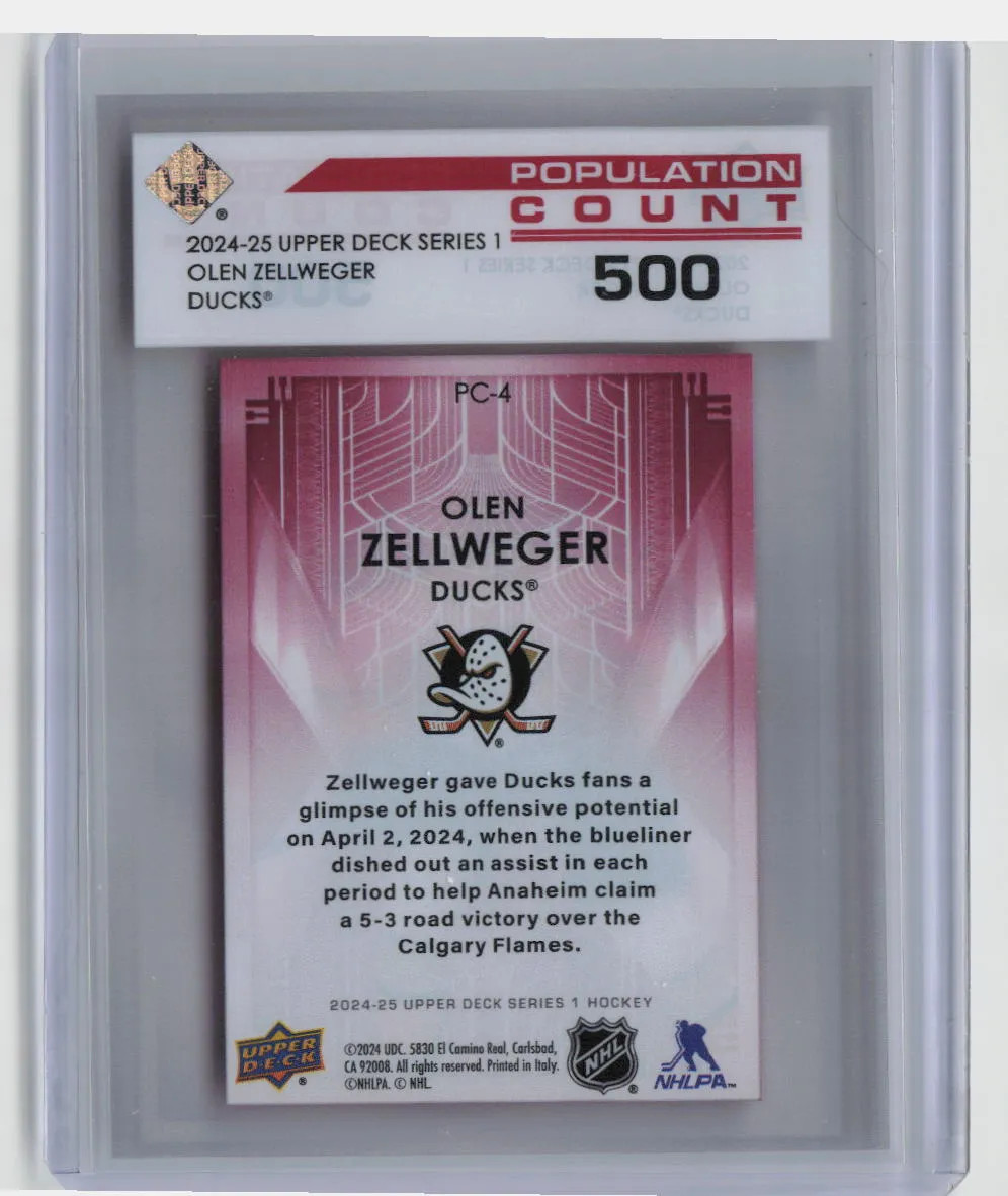 2024 Upper Deck Series 1 Population Count 500 Olen Zellweger #PC-4 /500
