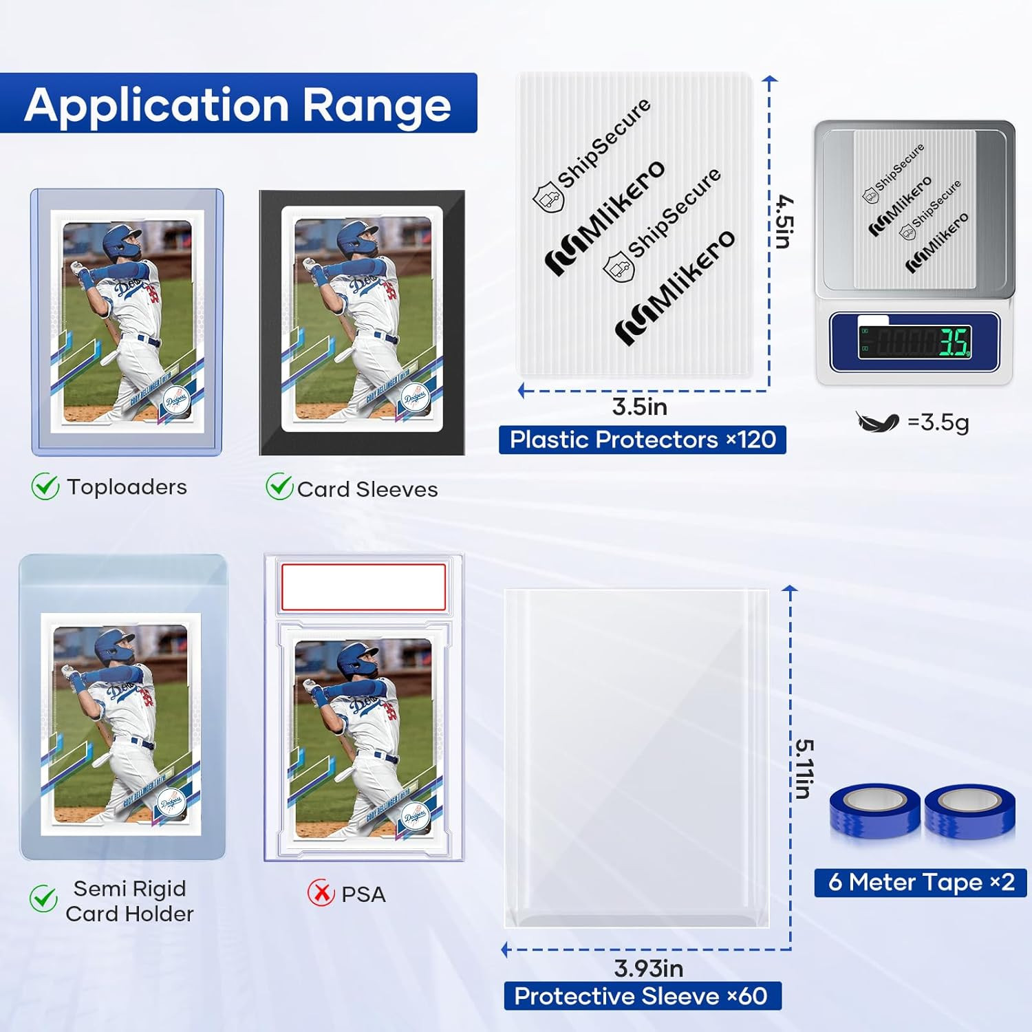 120 Pack Trading Card Shipping Protectors, 3.5” X 4.5” Plastic Card Protector