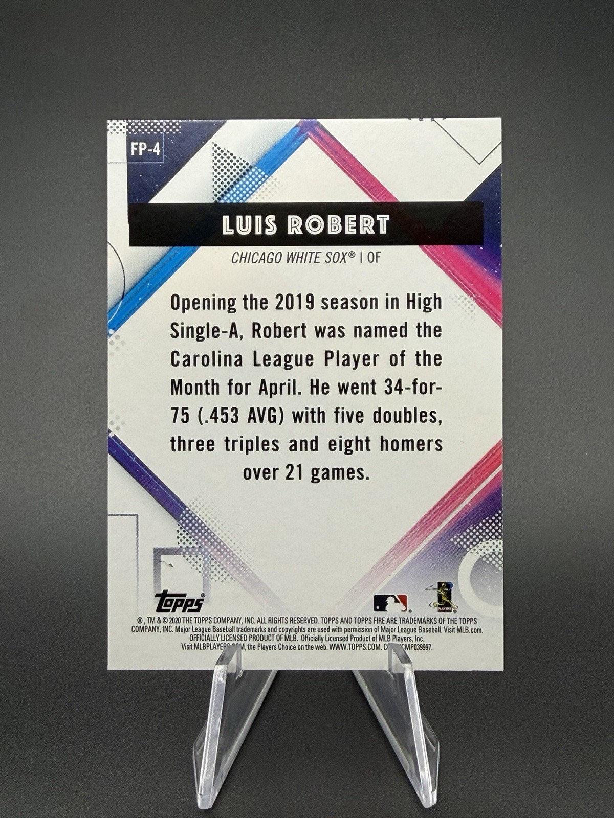 2020 Topps Chrome – Topps Fire Preview Luis Robert #FP-4 (RC)