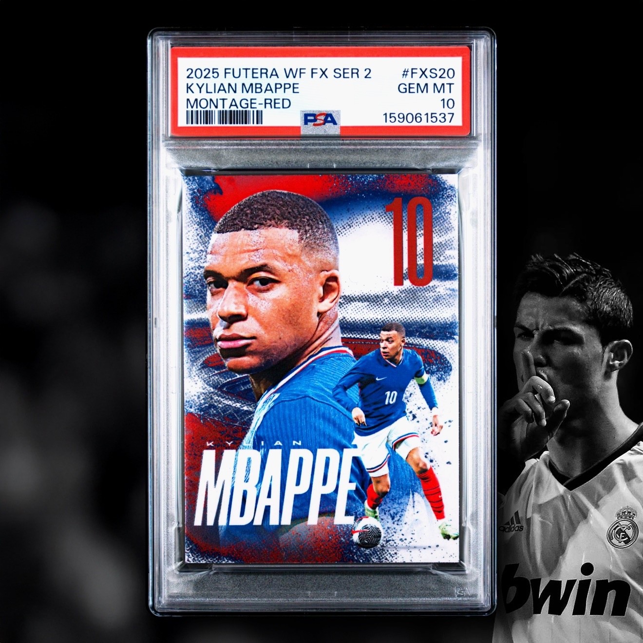 MBAPPE RED 1/3 FXS20 ⚽🏆🔥 2025 FUTERA WORLD FOOTBALL FX SERIES PSA 10 GEM POP 1