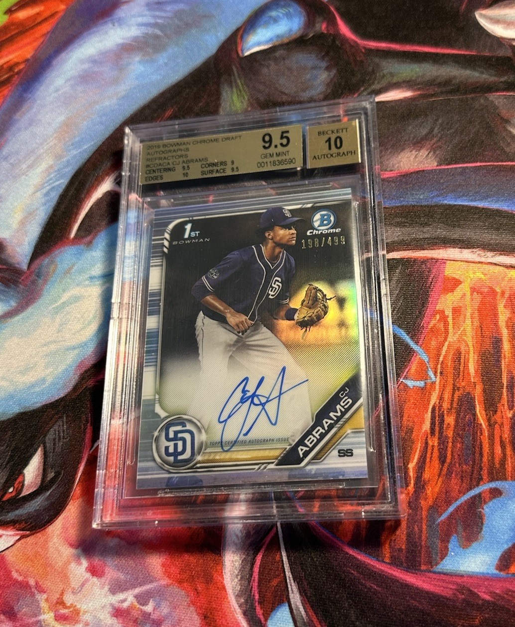 2019 Bowman Chrome CJ ABRAMS 1st Refractor Rookie Auto /499 BGS 9.5/10