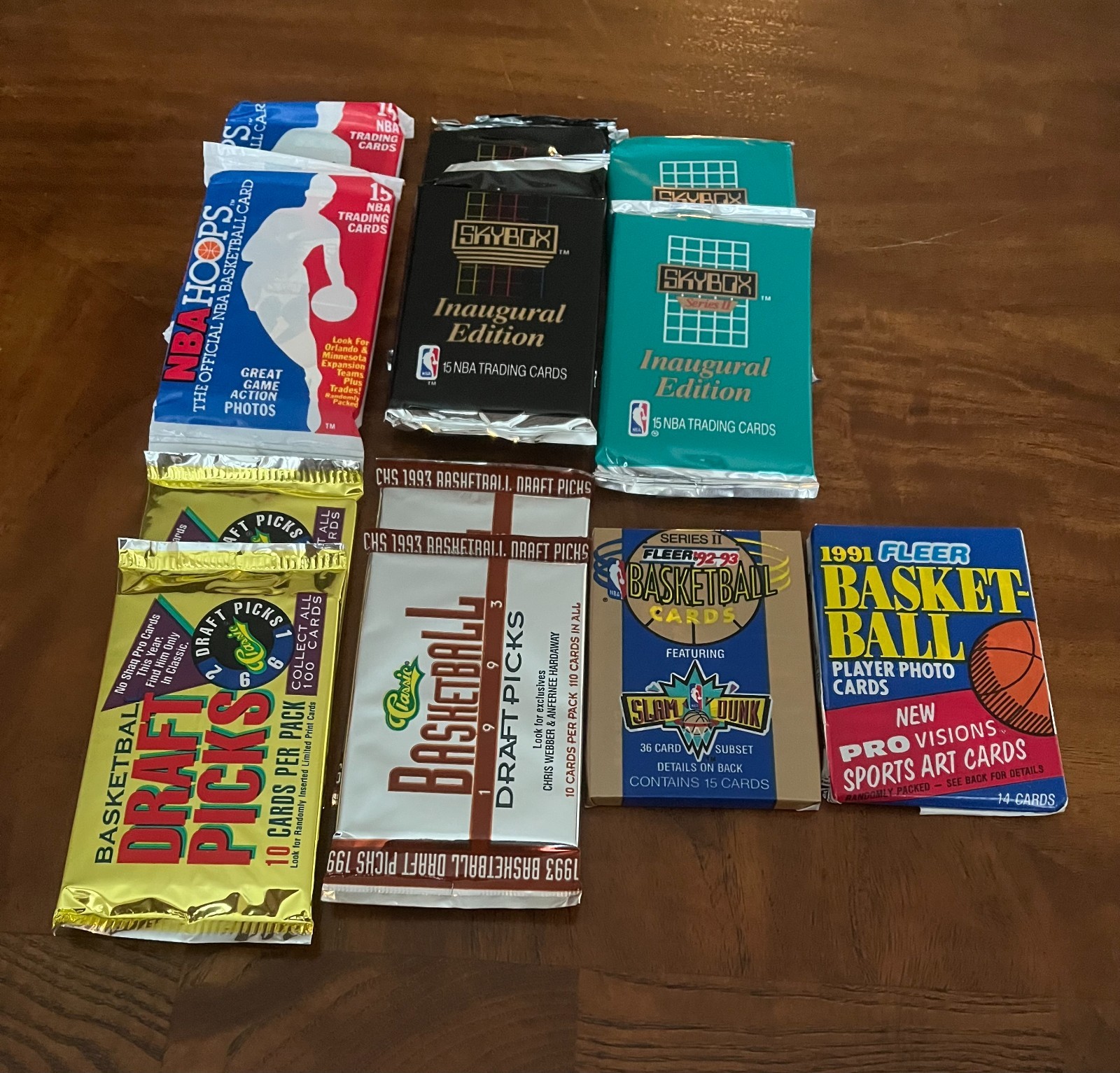 1990’s 155 + Cards 11 Factory Sealed Packs Fleer, Skybox, Hoops, Classic