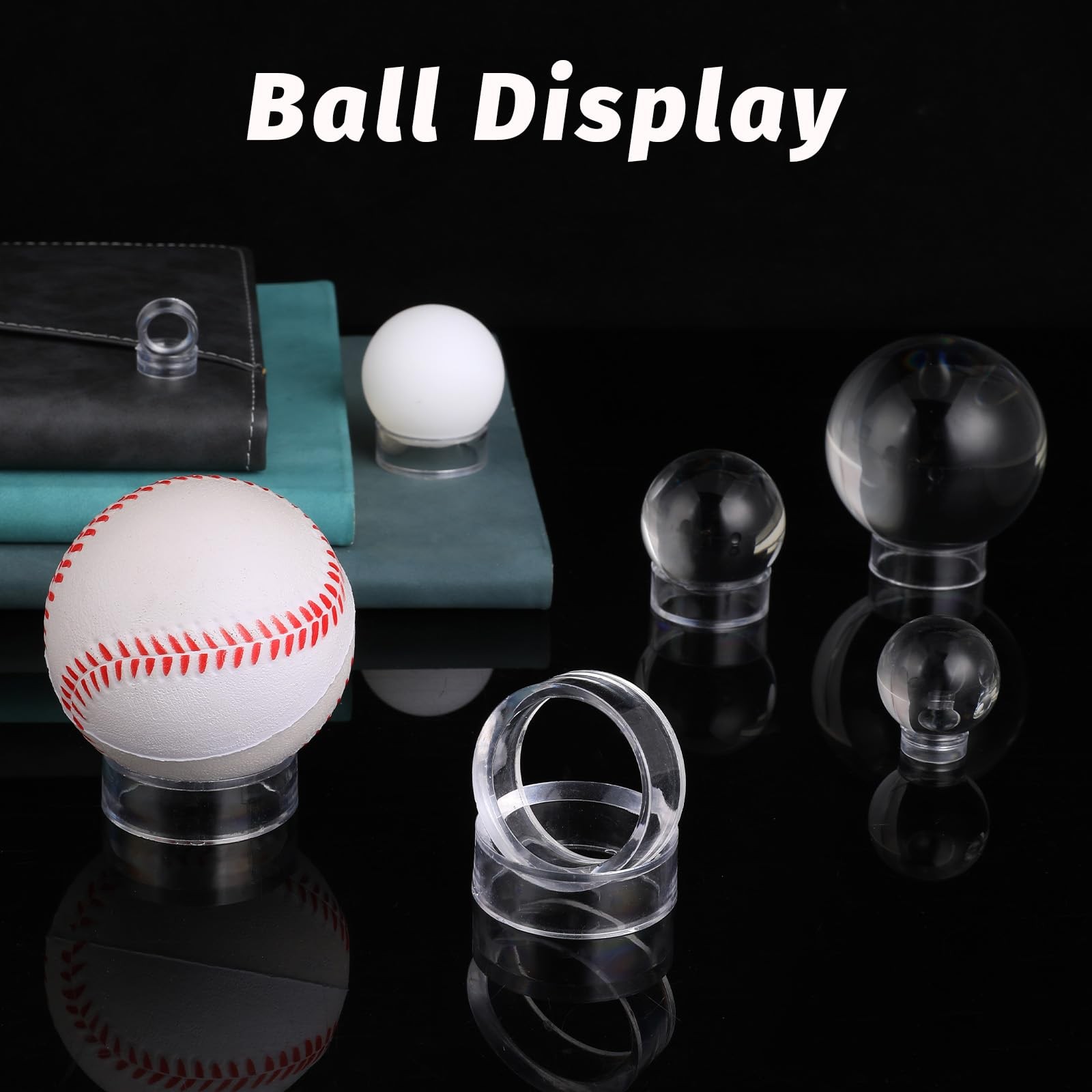Baseball Stand, Clear Ring Ball Sphere Stands, Softball Holder Acrylic Plastic