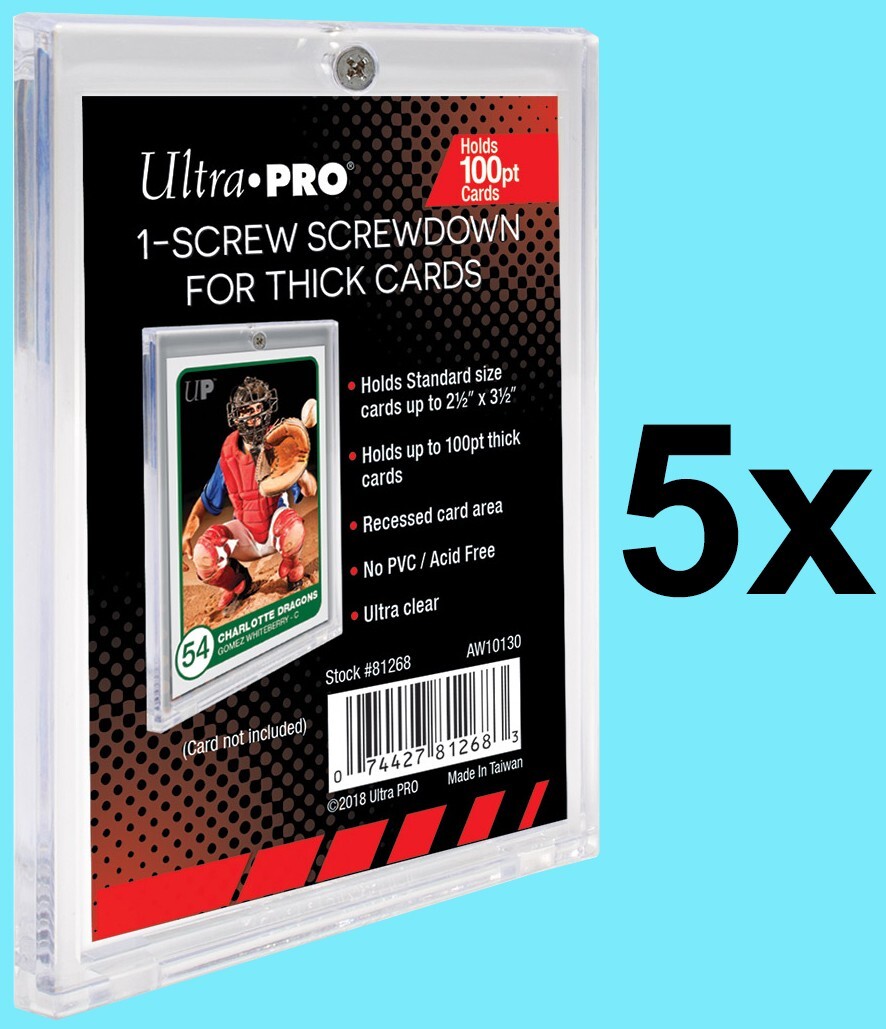 5 Ultra Pro 100pt 1-Screw Thick Screwdown Recessed Trading Sports Card Holder