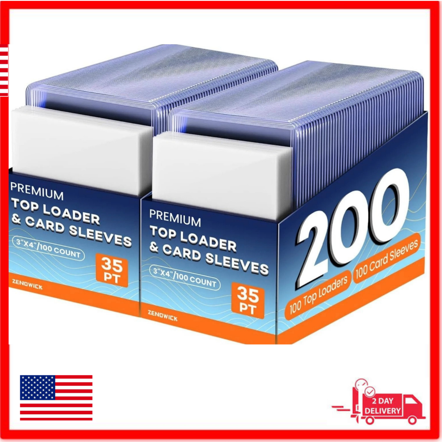 200 Trading Card Sleeves & Holders – 100 Hard 3″x4″ Toploaders + 100 Soft Penny.