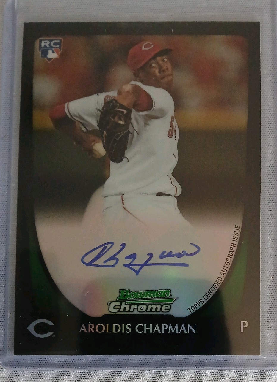 Topps 2011 Bowman Chrome Refractor Rookie Auto #197 Aroldis Chapman Reds /500
