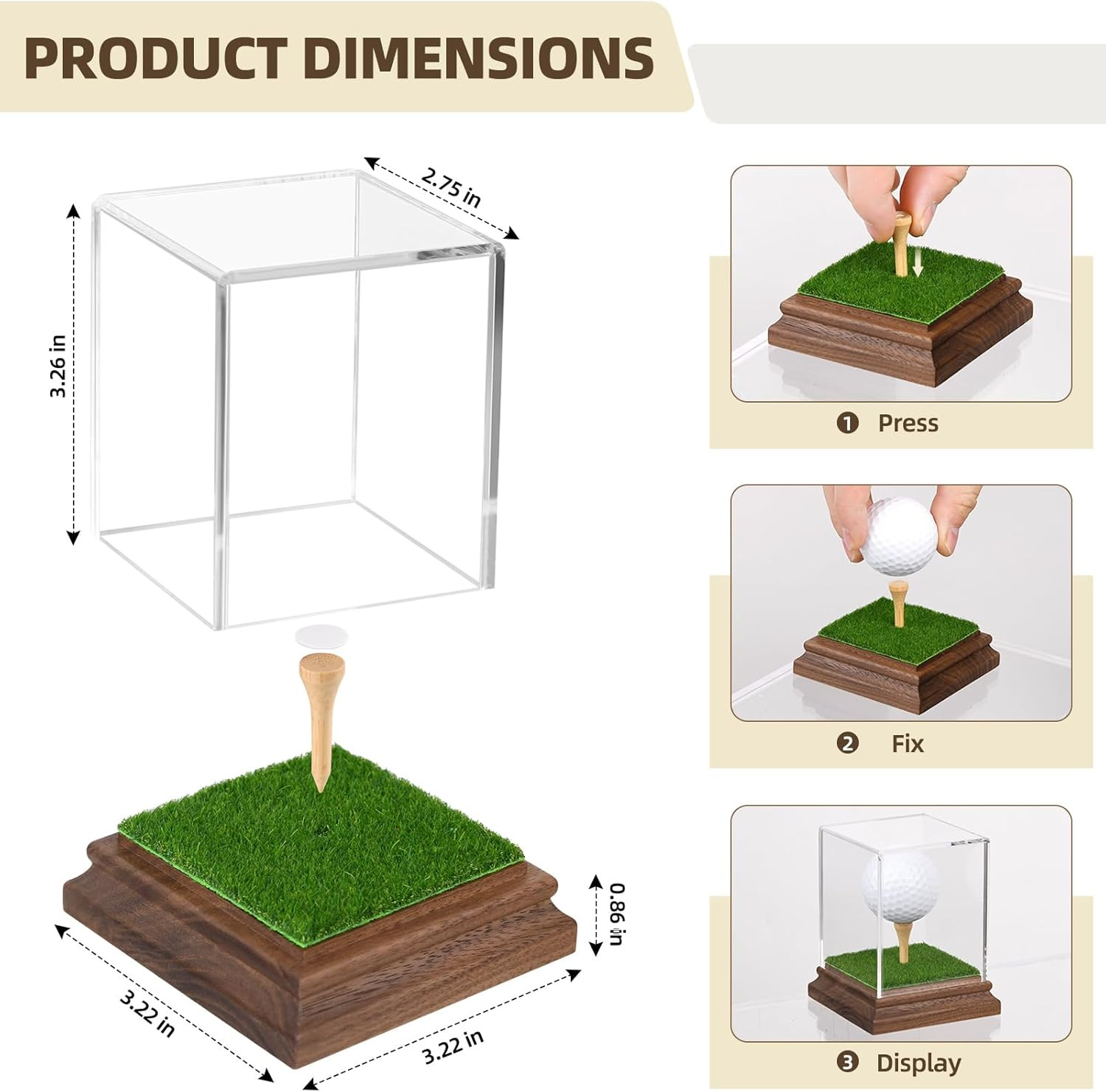Golf Ball Display Case Hole in One Golf Ball Display Case Holder Wanult Wood Bas