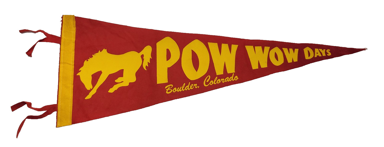 1950’s 60’s Boulder Colorado CO Pow Wow Days Banner Flag Pennant 26″ x 9″