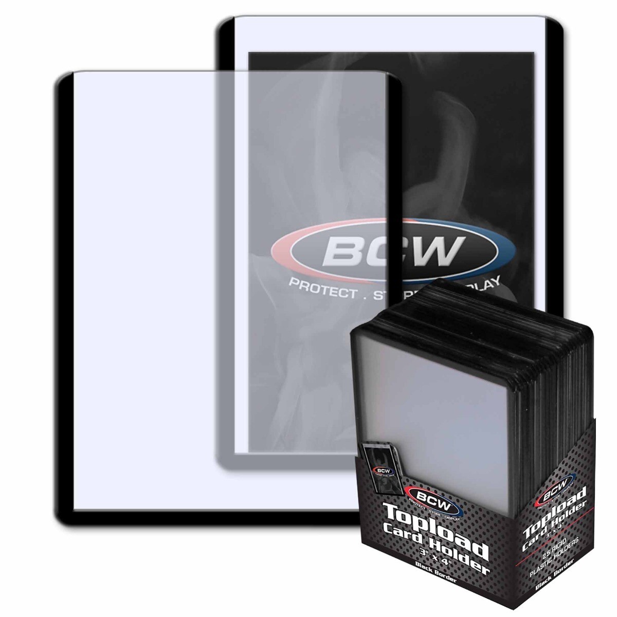BCW Topload Card Holders 3×4 Black Border Trading Gaming Sport S Rigid Sleeves