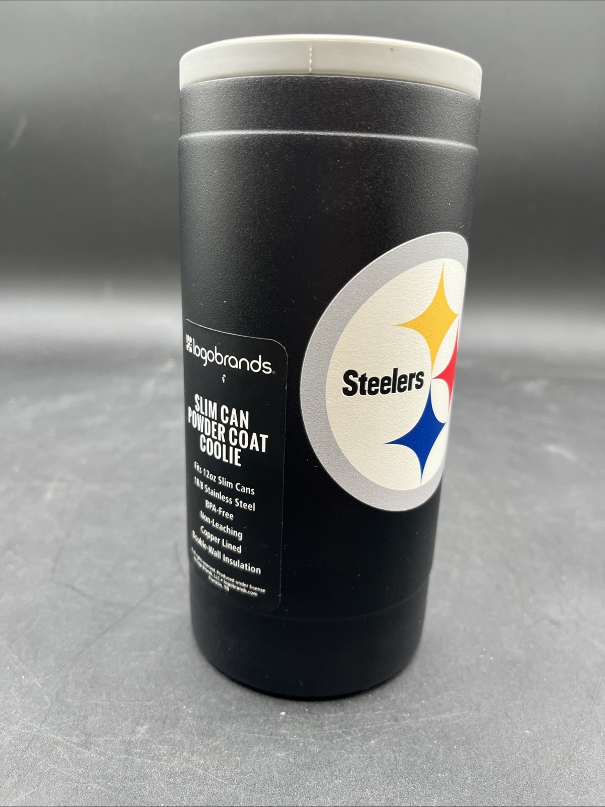 Steelers Slim Can Powder Coat Coolie For 12oz Slim cans NWT