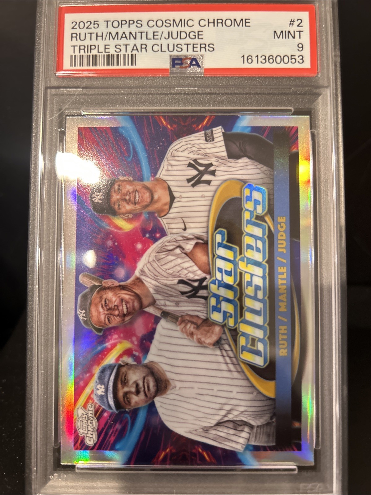 2025 Topps Cosmic Chrome – Triple Star Clusters Babe Ruth, Mickey Mantle, Aaron
