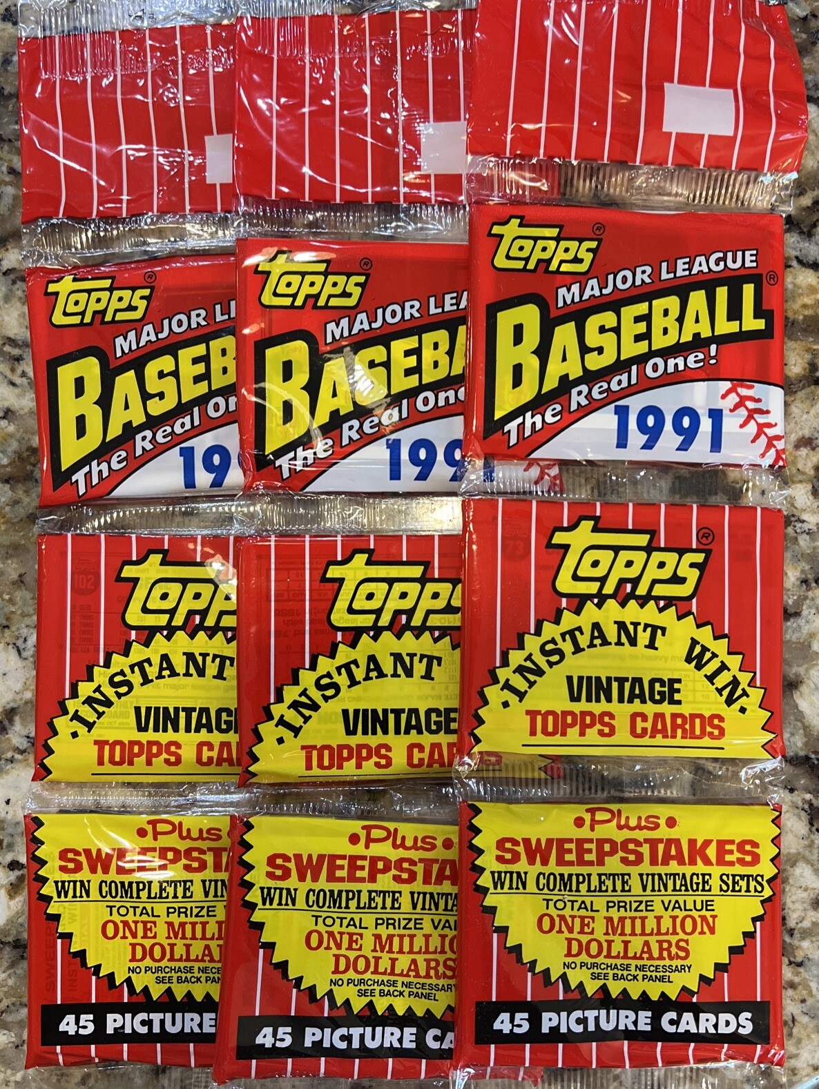 1991 Topps Baseball Rack Pack 3 Pack Lot