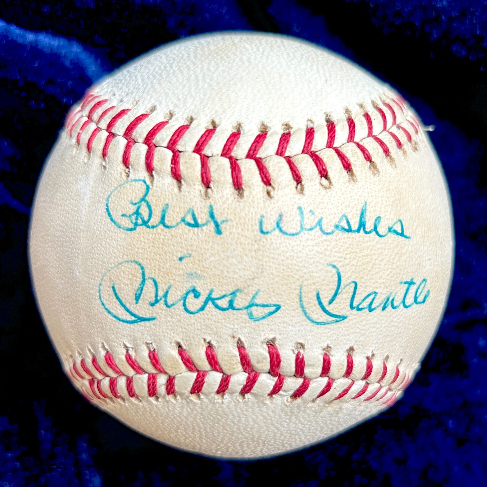 Mickey Mantle “Best Wishes” Single Signed Vintage 60’s Playing Days Baseball PSA