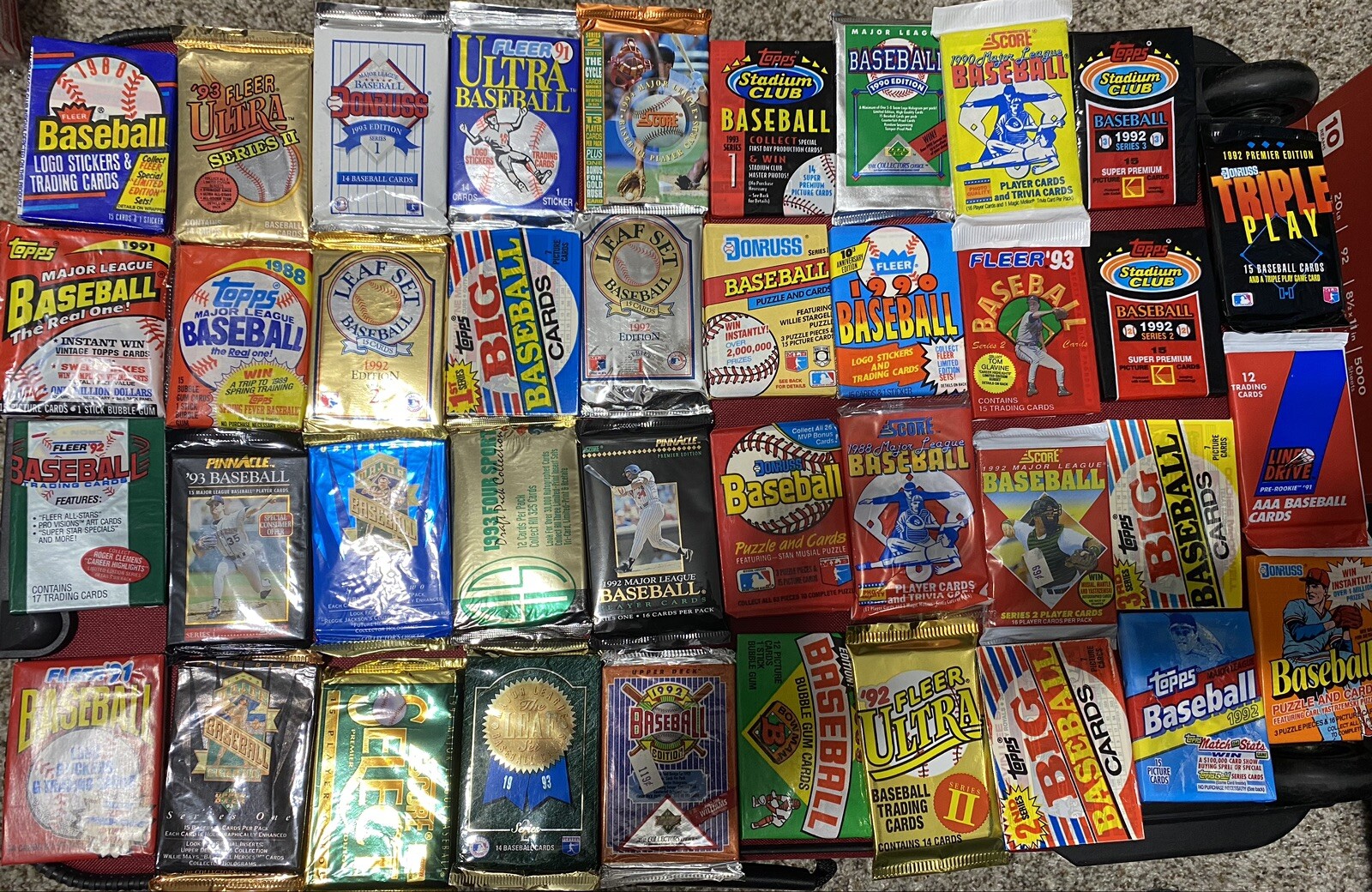 Unopened Baseball Card Packs 27 Pack Variety from 1986-1996 FREE SHIPPING!