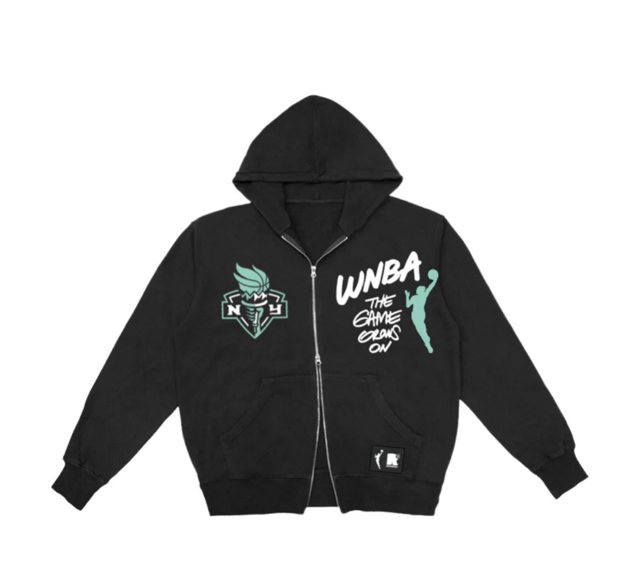 Unisex round21 Black New York Liberty Script Pullover Hoodie Size L