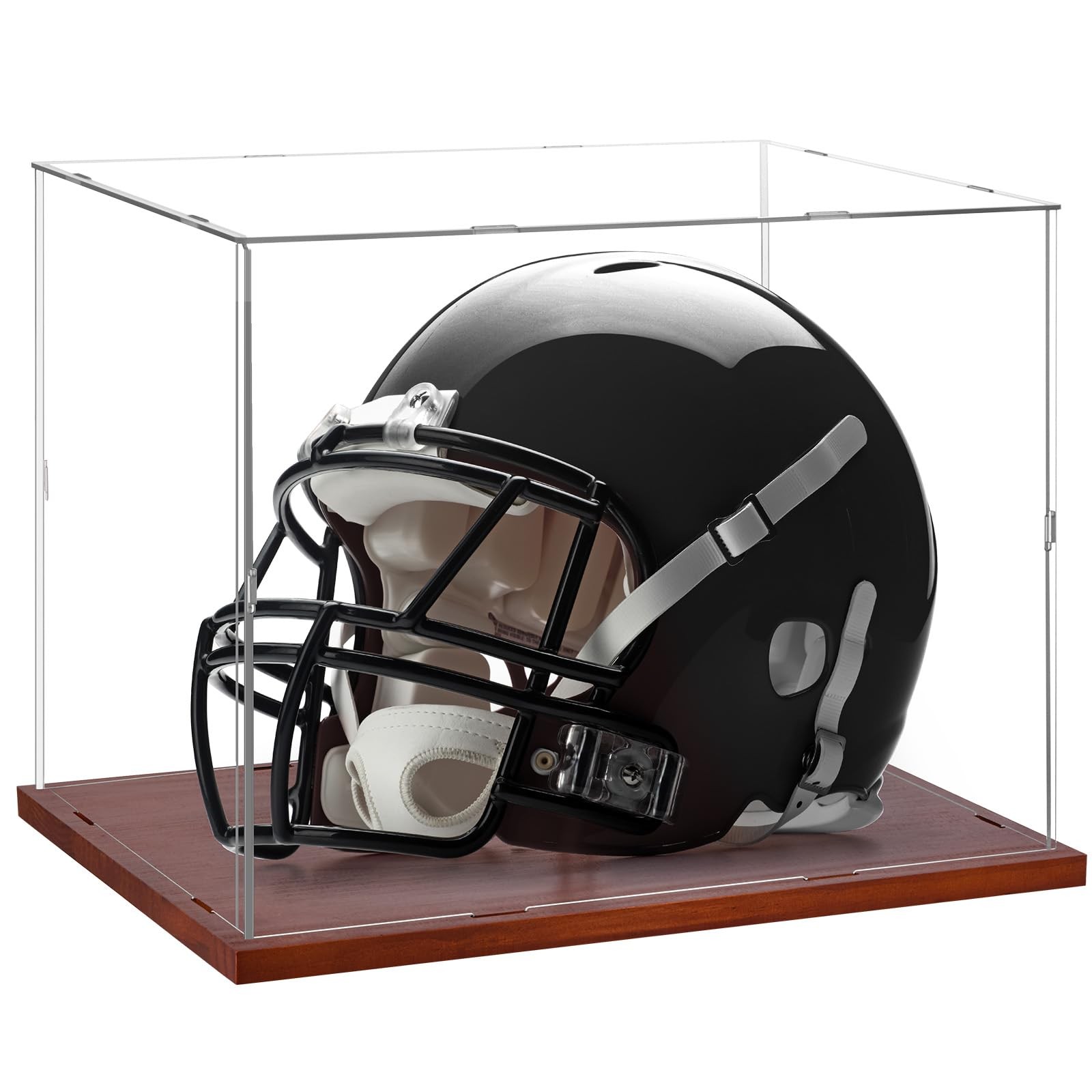 Full Size Football Helmet Display Case – 15.4×11×11.8in Interior, 100% Wooden…