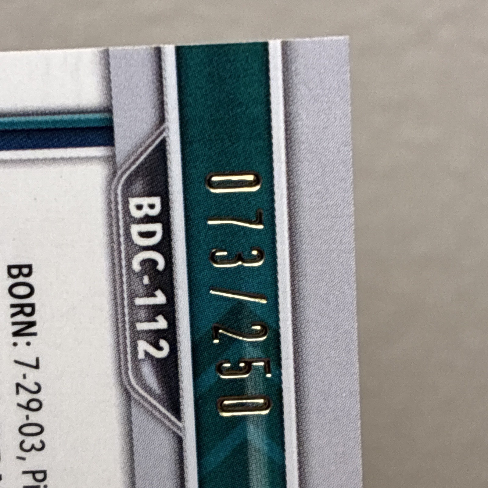 Bowman 2022 Draft Chrome Cole Young 1st Bowman Purple /250 #BDC-112 Mariners