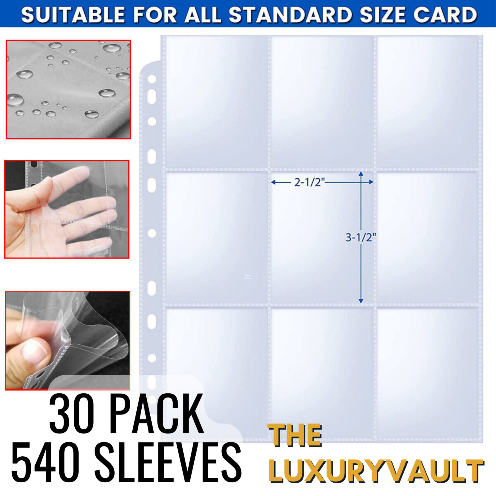Trading Card Album Binder Protector Pages Sleeves 18 Pocket X 30 Sheets Baseball