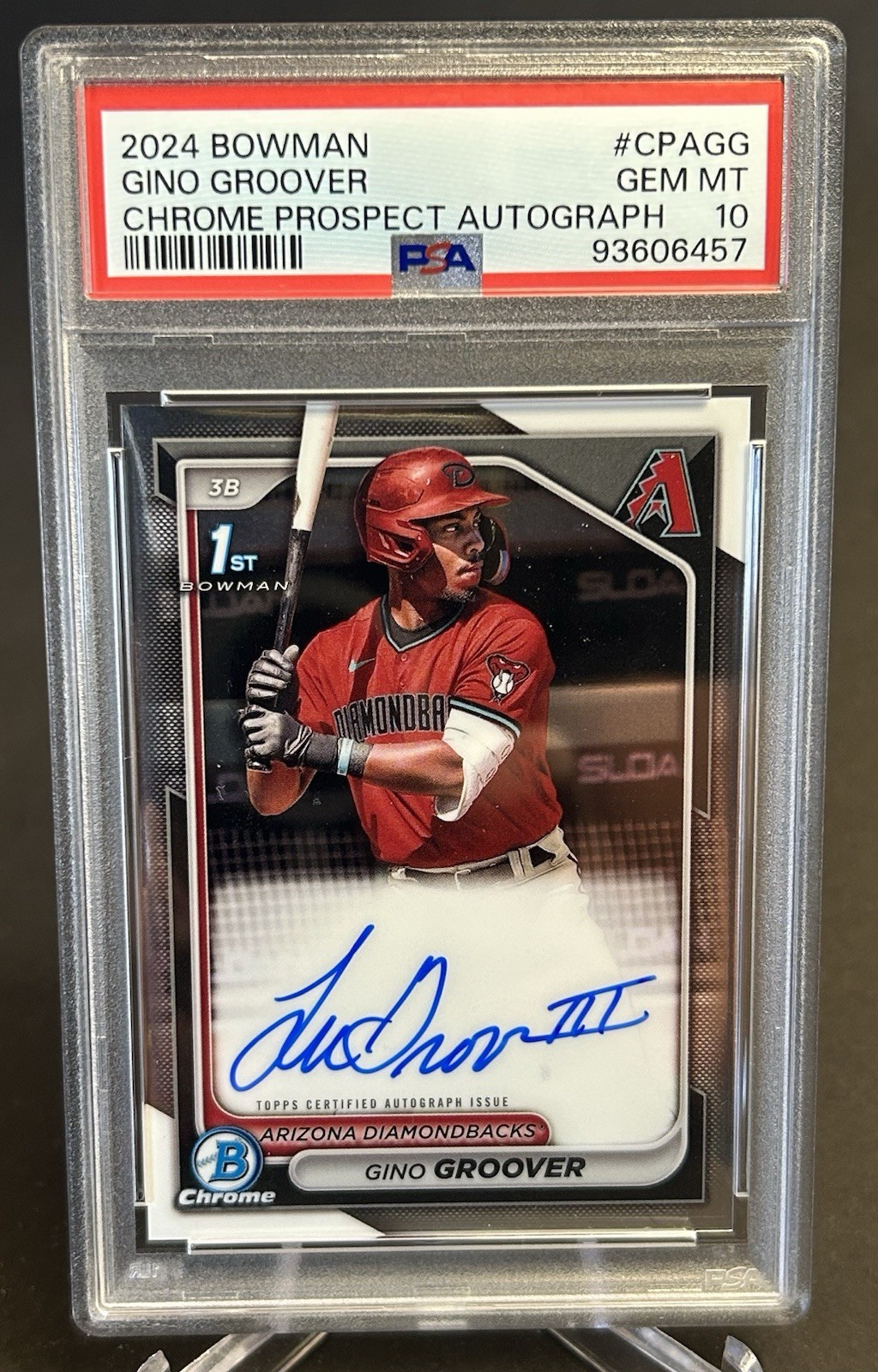 2024 Bowman Chrome 1st Auto #CPA-GG LuJames Gino Groover PSA 10 Diamondbacks