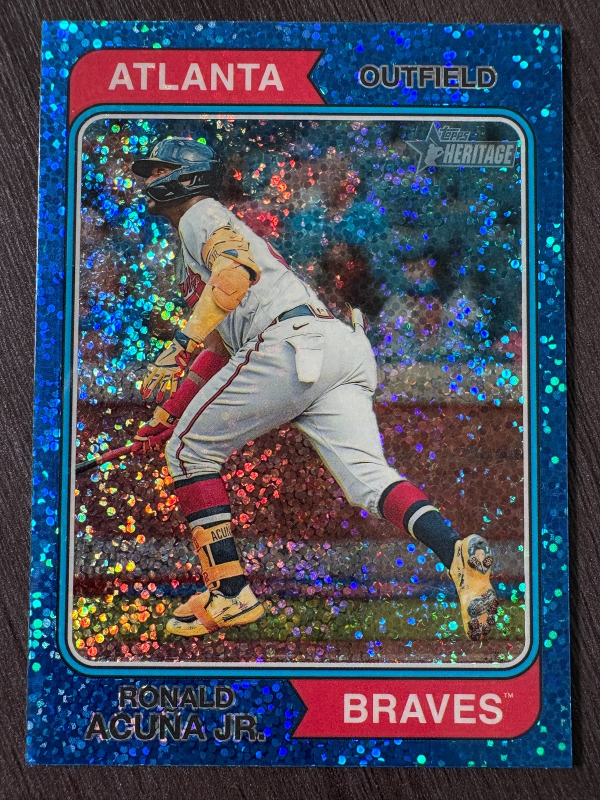2023 Topps Heritage Chrome Ronald Acuna Jr. Blue Sparkle Refractor #183