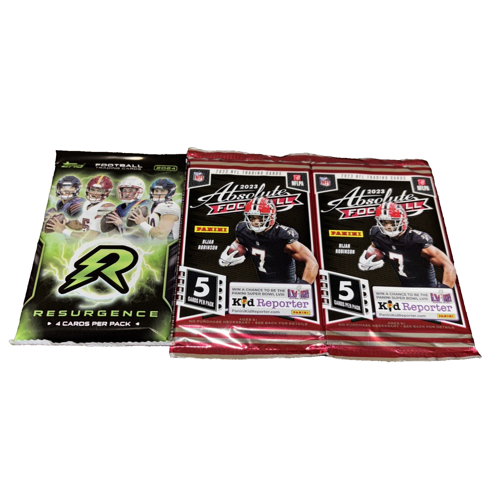 2024 Topps Resurgence-4 Card Pk & (2) Panini Absolute Football-5 Card Packs—
