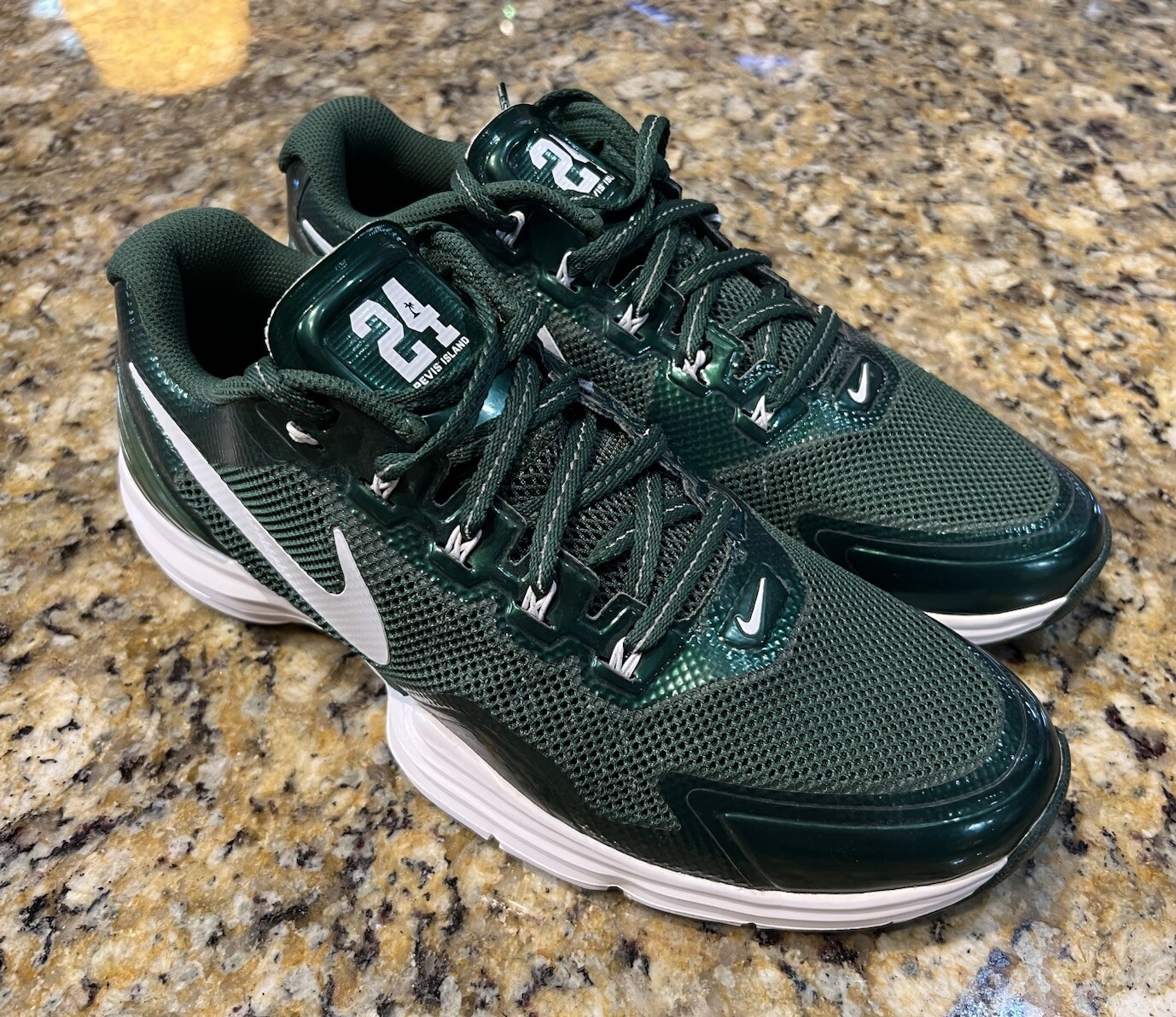 Darrelle Revis Game Used Shoes Pro Bowl Work Out JETS GREEN REVIS ISLAND #24 WOW