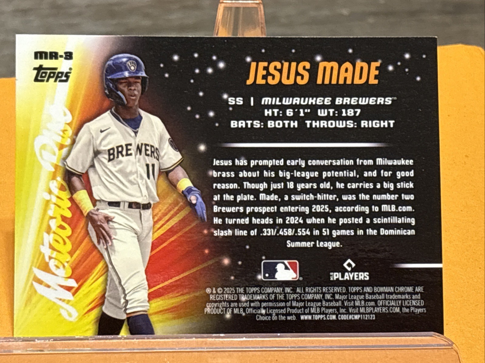 2025 Bowman Chrome – Meteoric Rise – Jesus Made – #MR-3 (RC) Milwaukee Brewers
