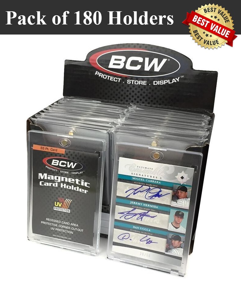 180 BCW Magnet Card Holder 55 Pt Recessed UV Protection Slab 2 1/2 x 3 1/2 Box