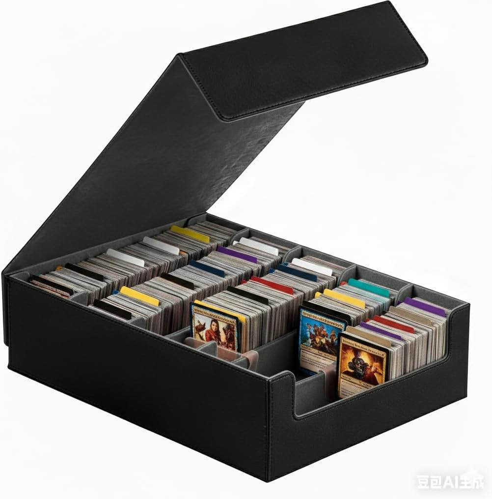 5-Row Trading Card Storage Box, Large Capacity TCG Card Organizer with 24 Colorf