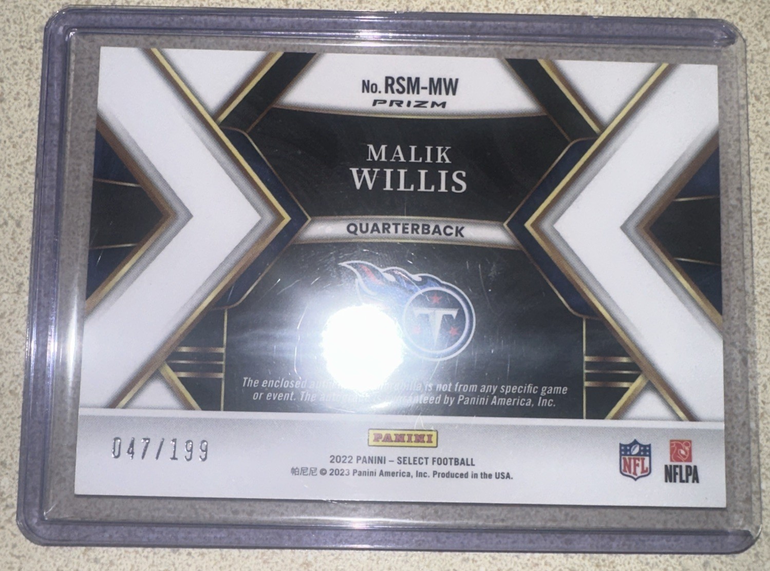 2022 Panini Select Malik Willis Silver Prizm RC Auto Patch/199 🐬’s! &FREE SHIP!