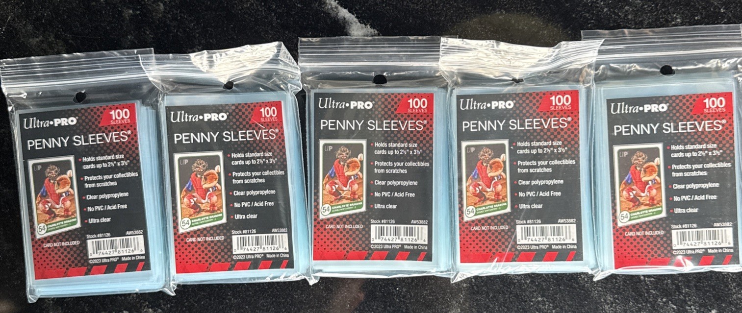 Ultra Pro Soft Penny Card Sleeves 3×4 (cards Up Yo 2.5×3.5”) 5Packs Of 100