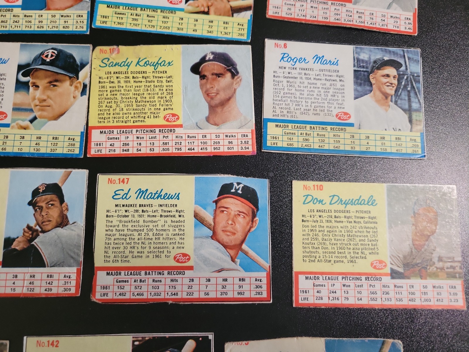 1962 Post Cereal Baseball Lot- 113 Cards -W/ Mantle Aaron Clemente Mays – Loaded