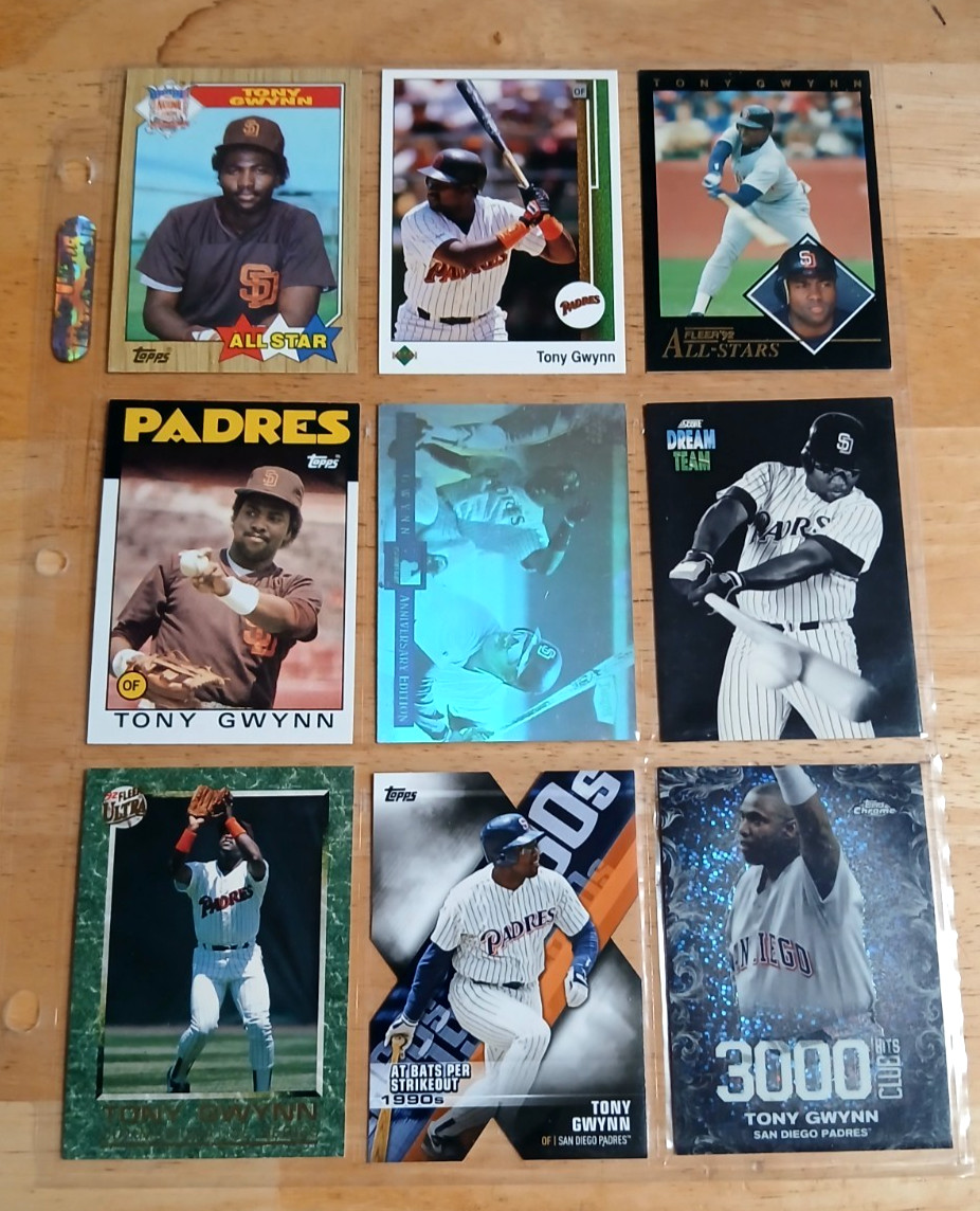 Tony Gwynn LOT (9) VINTAGE/Limited Edition/ All-Stars/ Club Sparkle/ Dream Team