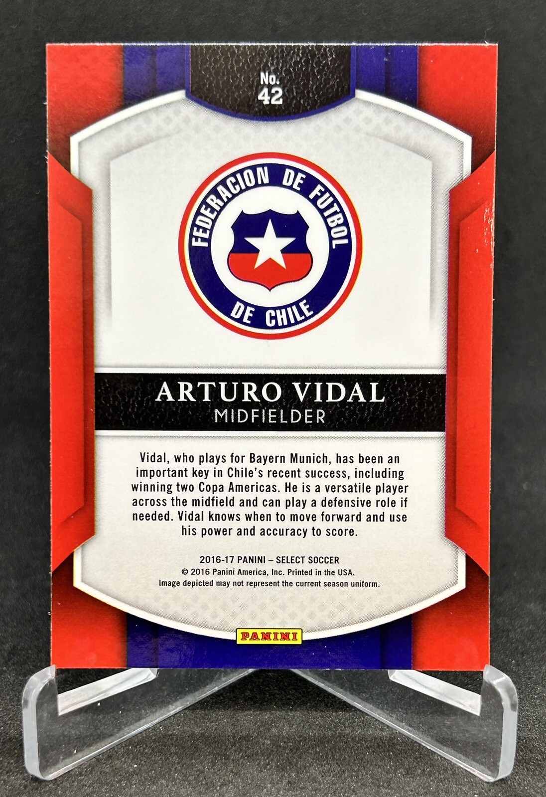 2016 Select Soccer Multi Color #42 Arturo Vidal Chile Free Shipping World Cup